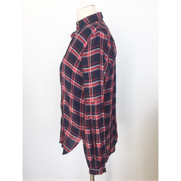 LOFT NWT blue and red plaid button up blouse - Picture 3 of 6